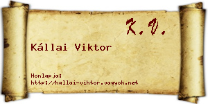 Kállai Viktor névjegykártya